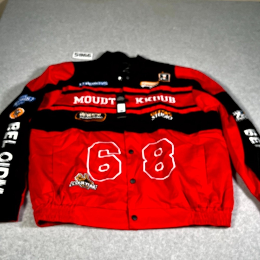 Moudt Kkoub Racing Team Biker Jacket Mens Large Red Fashion Nova Snap Front‎